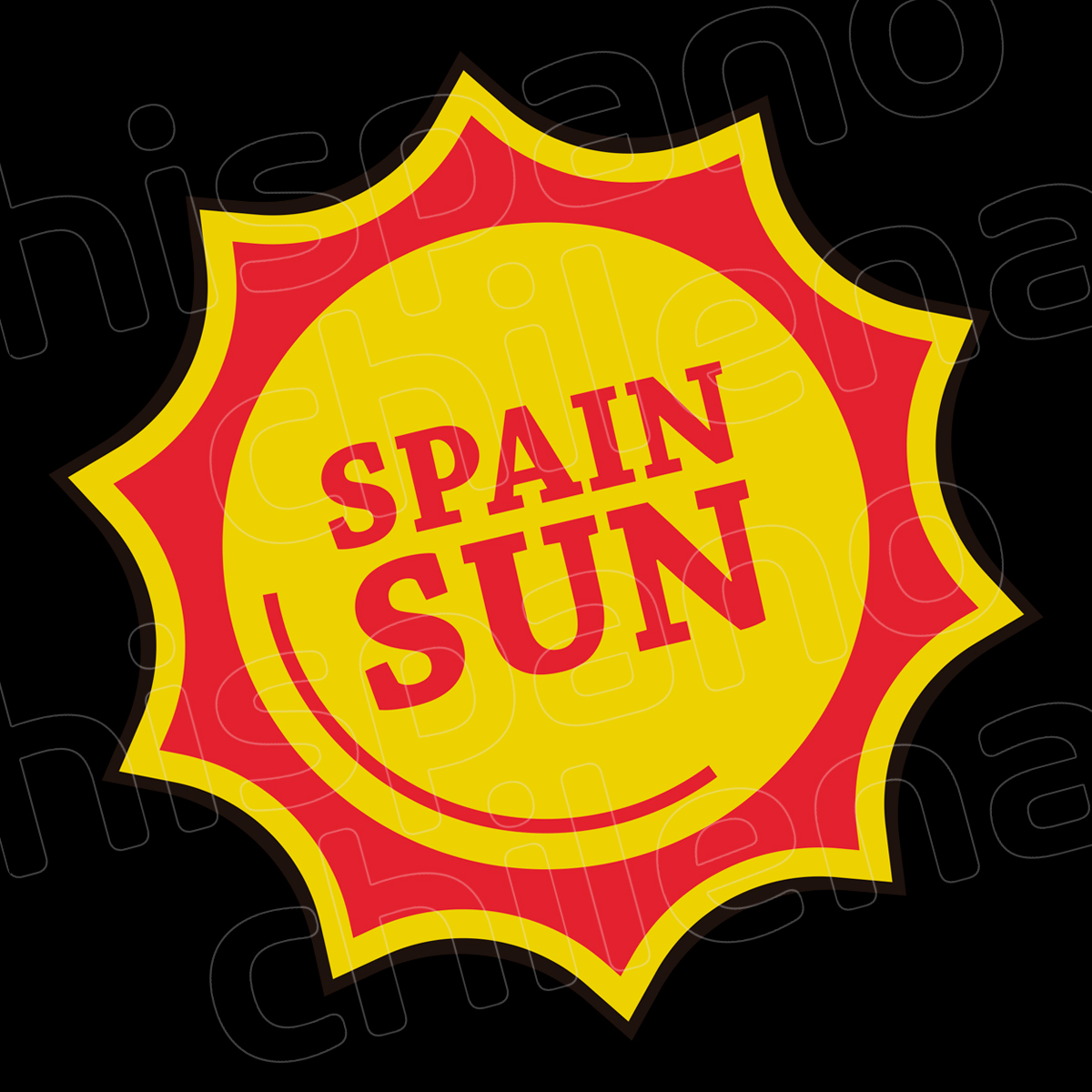 segunda mano Por ley En realidad Camiseta - Polera "Spain Sun (negra)" - Hispano-Chilena Ediciones